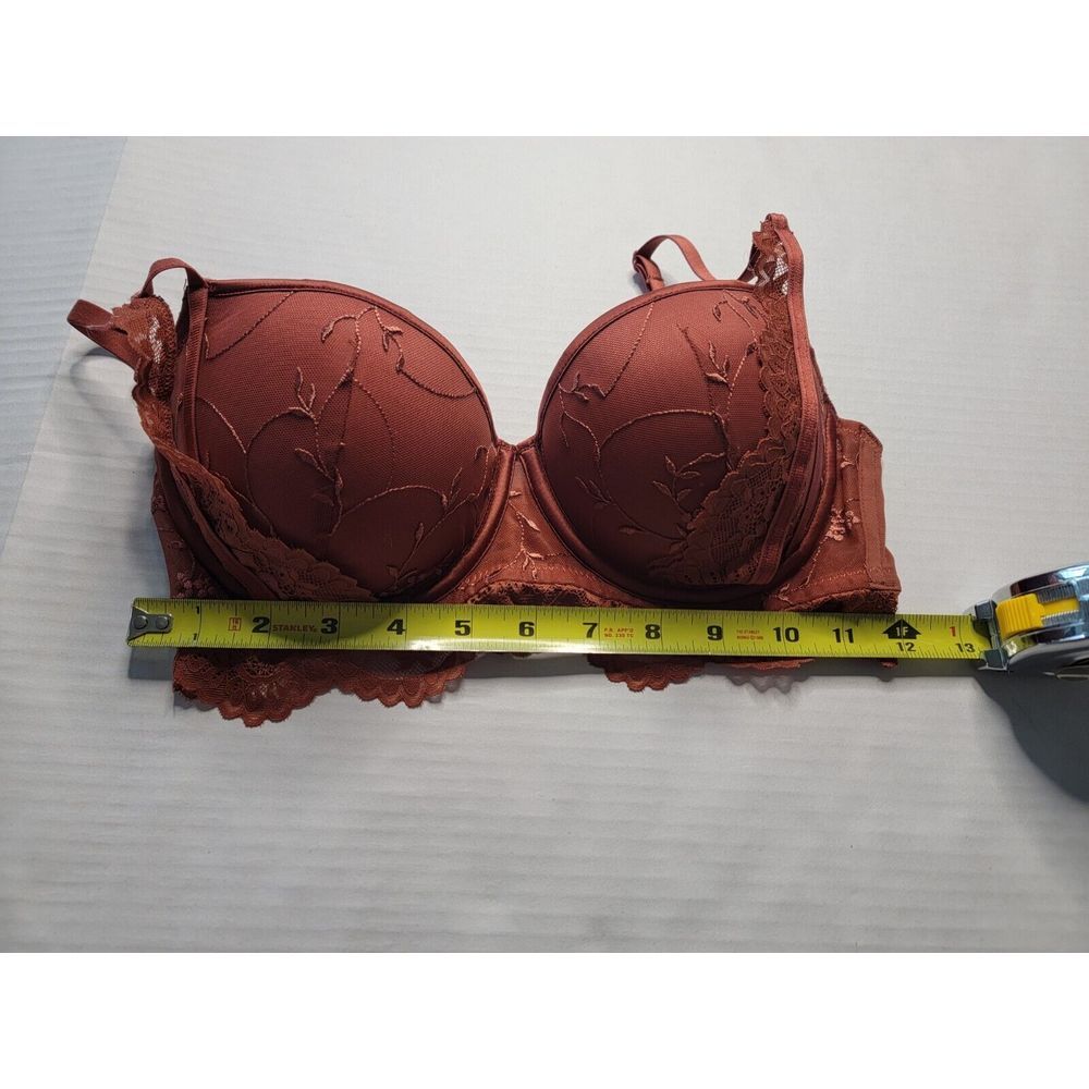 Lattelier Burnt Orange 75D Cup (US 34C) Adjustable Strap Floral Lace Bra - Picture 3 of 7